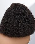 13x4 lace short bob wig with natural black kinky curls for a voluminous look