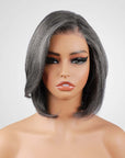 easy wear short bob wigs in chic salt & pepper shade