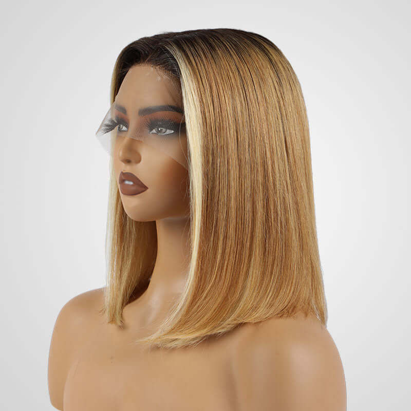 qvr wigs t lace bob wig with ombre 4/27/613 for confident style