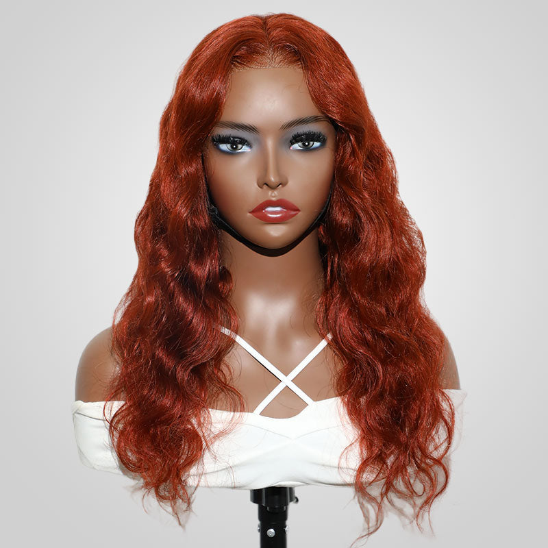 human hair wigs 13x4 lace front with reddish brown body wave