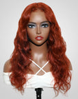 human hair wigs 13x4 lace front with reddish brown body wave
