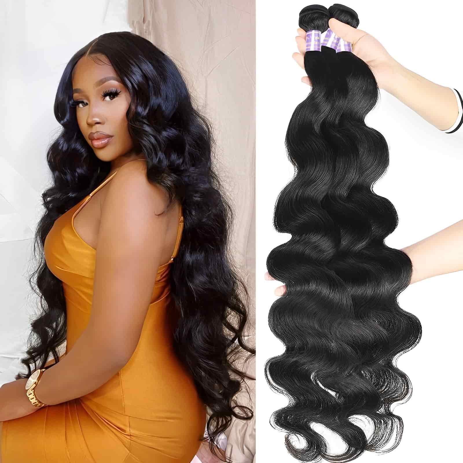 qvr loose body wave natural black brazilian human hair bundles