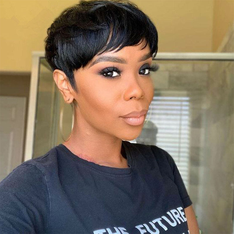 qvr 100 human hair pixie cut wigs natural texture