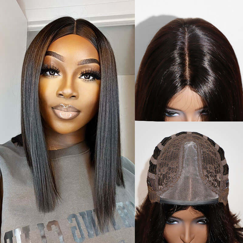 short bob wig with mono net cap, glueless and beginner-friendly, made of virgin human hair