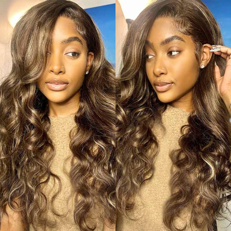 body wave hd lace wigs for black women with dark balayage