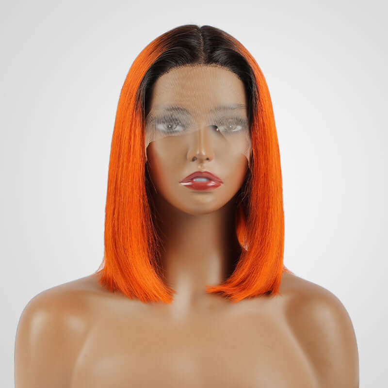 human hair wigs ombre 2 orange straight bob for bold beauty
