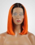 human hair wigs ombre 2 orange straight bob for bold beauty