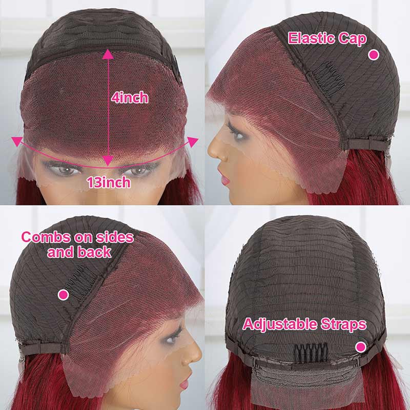 QVR 5x5/13X4 Lace Frontal 99J Burgundy Red Wig Body Wave Human Hair Wigs Affordable Price