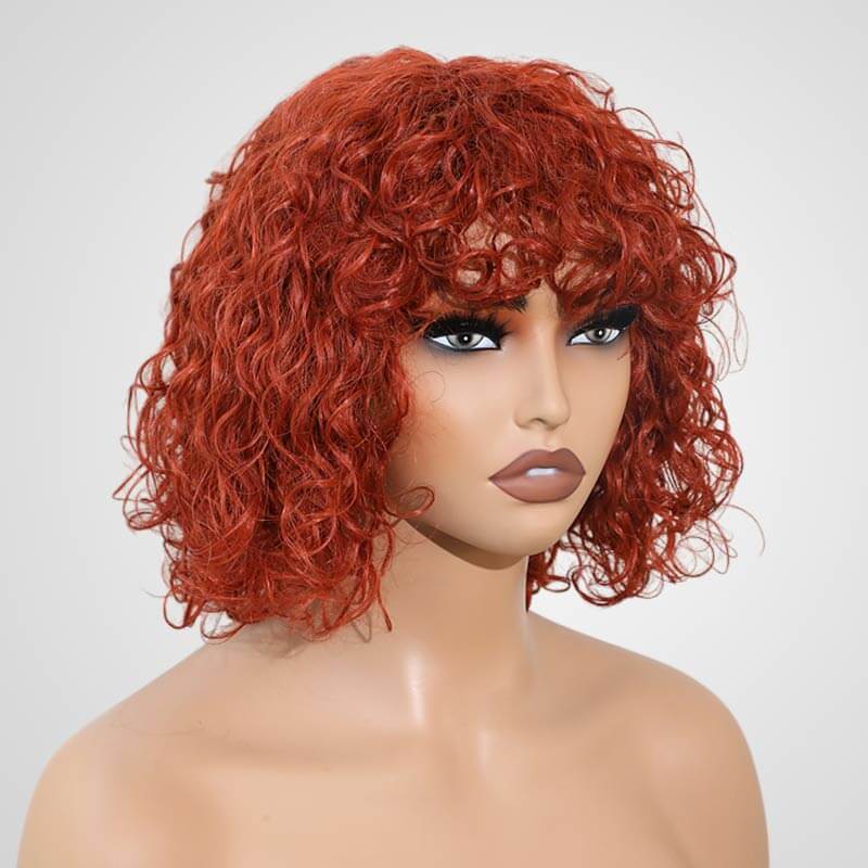 stylish water wave short bob wigs with striking orange color