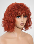 stylish water wave short bob wigs with striking orange color