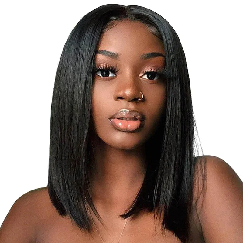 smooth Brazilian straight bob wigs, 13x4 lace frontal 100% human hair bob wigs for natural style