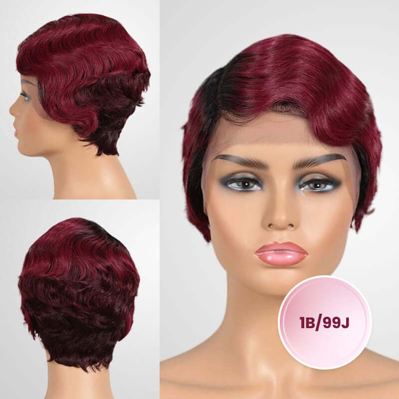 13x4 lace frontal pixie cut human hair wigs for black women