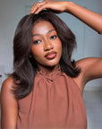 QVR 4C Edges Yaki Straight 9x6 Lace Short Bob Wigs Glueless Human Hair Wig