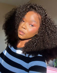 QVR 4C Edges Kinky Curly 9x6 Lace Short Bob Wigs Glueless Human Hair Wig
