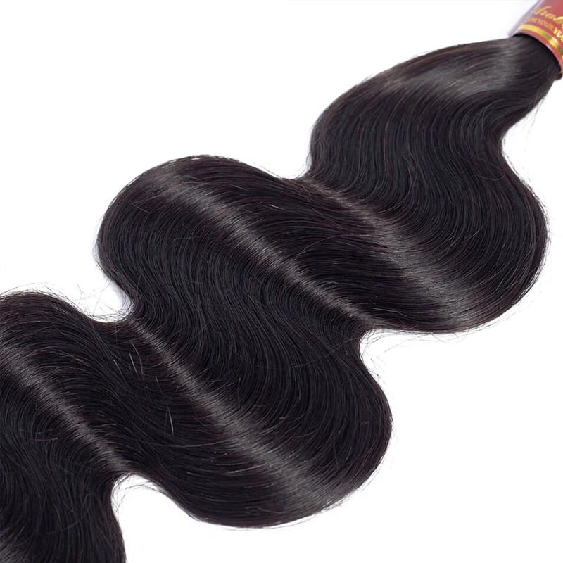 glossy body wave natural black human hair bundles