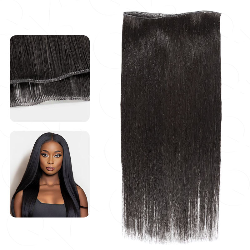 QVR Quick Weave Human Hair Bundles Natural Black Straight Invisible Genius Weft Sew In Hair Extensions