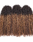 QVR Honey Caramel Mixed Highlights Feather Crochet Human Hair Tight Curly Miracle Knots Crochet Weave Hair Extensions
