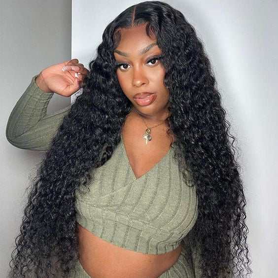 qvr hd lace wigs human hair glueless 5x5 lace closure deep wave