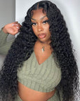 qvr hd lace wigs human hair glueless 5x5 lace closure deep wave