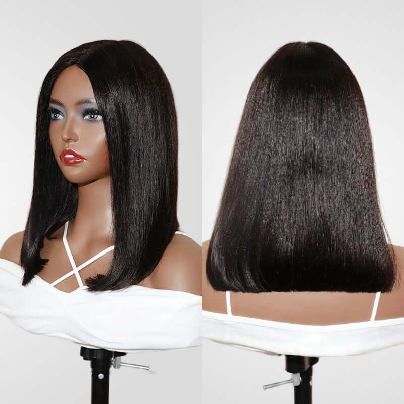 classic bob wig with mono net base, glueless install and natural part line