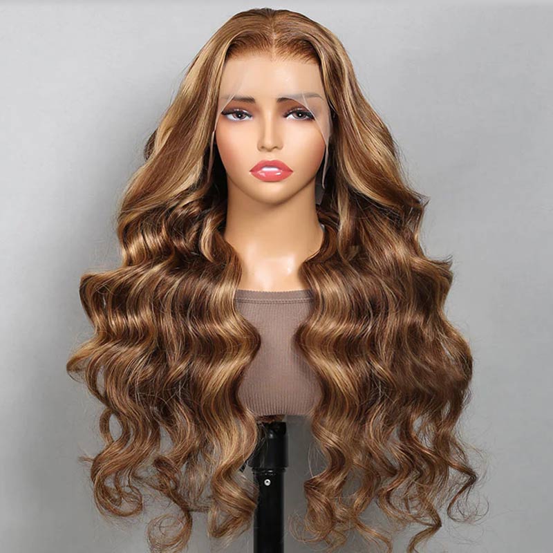 qvr wigs 13x4 lace frontal body wave honey blonde highlights human hair wig