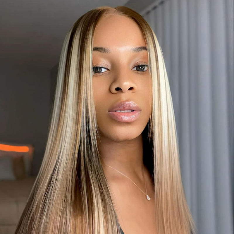 soft body wave human hair wear and go wigs in brown blonde mix