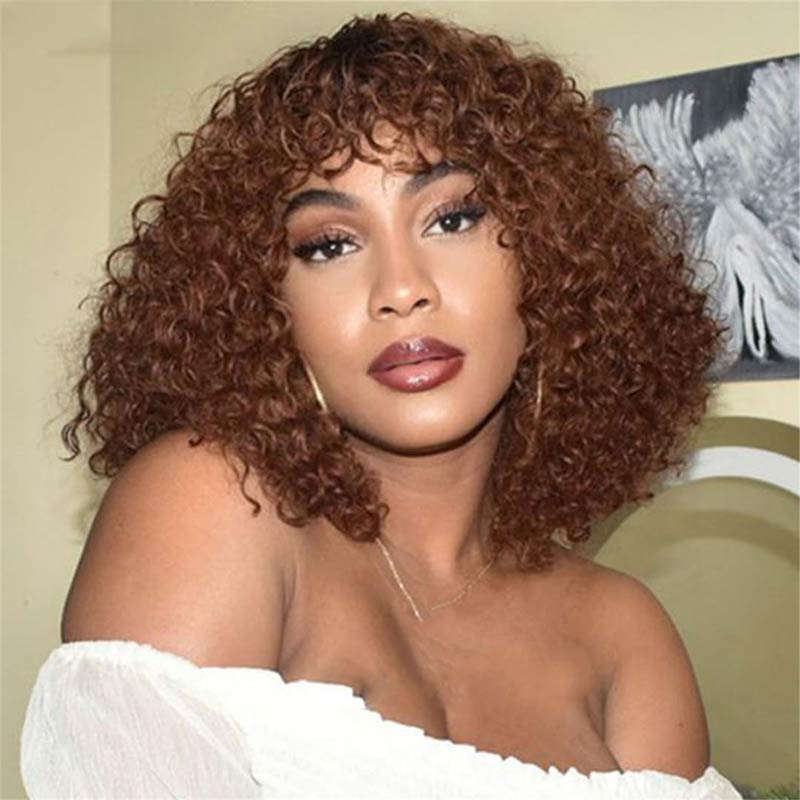 beautiful short pixie bob wigs with bangs, water wave style for black women