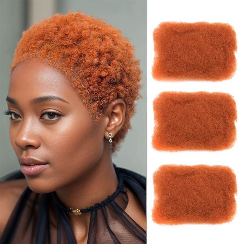 ginger oraange low cut afro kiny bulk human hair