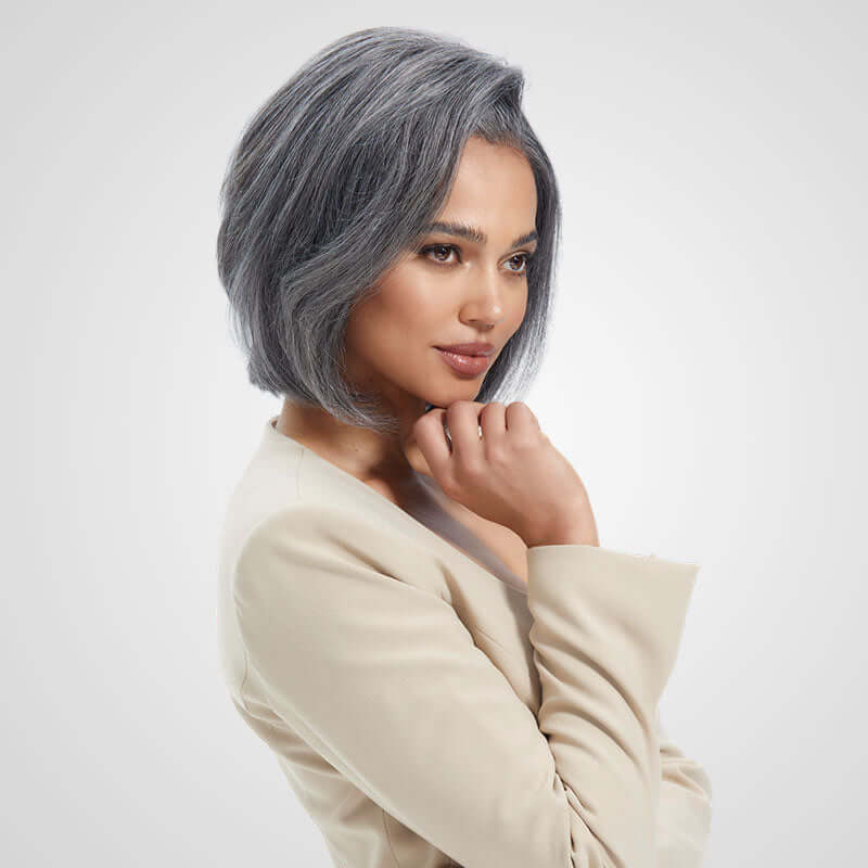 refined human hair bob wigs for stylish mature women