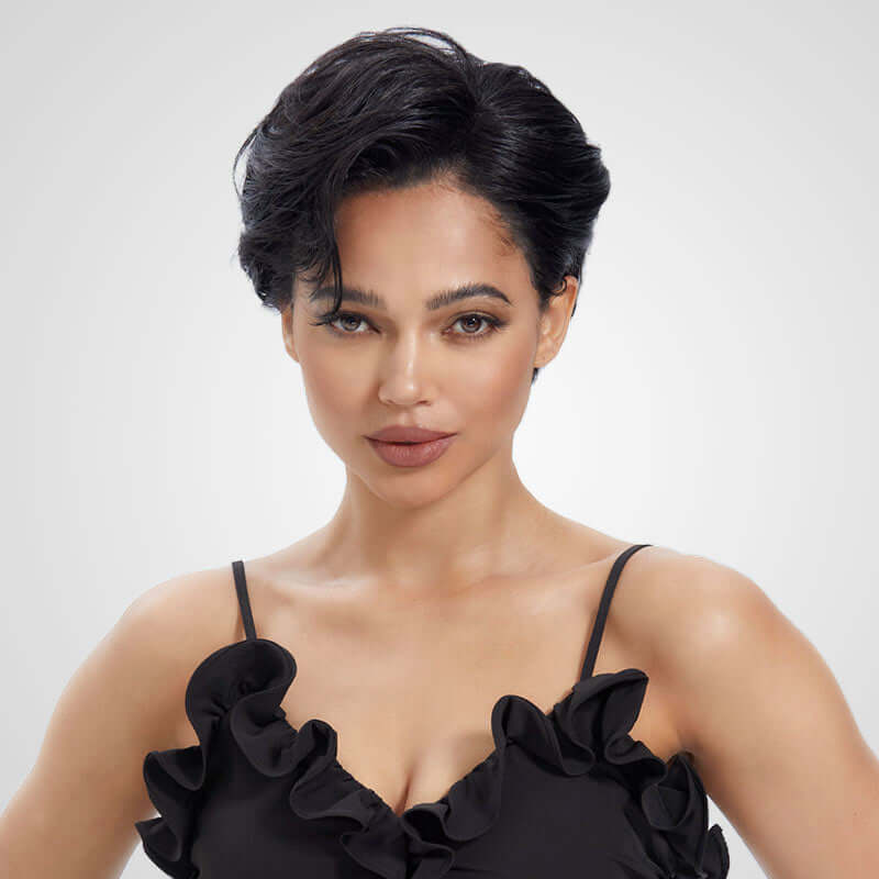 flawless side part pixie cut wigs for black women, 100 human hair