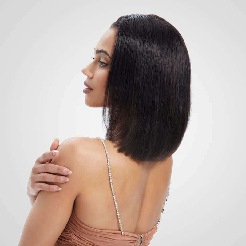 defined straight short bob human hair wear and go wigs