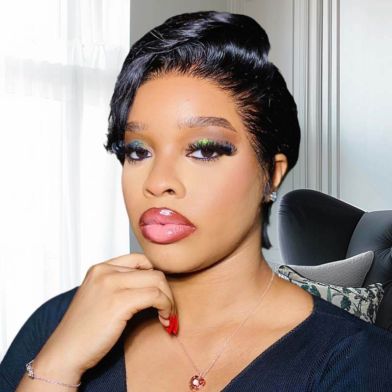 stylish pixie cut wigs with lace frontal, ideal for black women