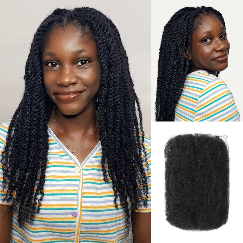 QVR Natural Black Afro kinky Bulk Hair Extensions For Braiding Dreadlock Human Hair