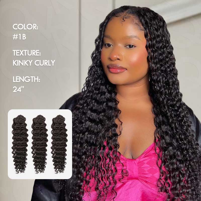 1B human hair kinky curly 24 inch water wave crochet hair