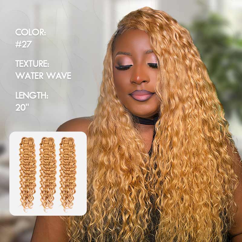 honey blonde 20 inch water wave crochet hair extensions