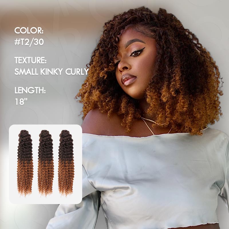 Details of Kinky Curly Mixed Deep Brown And Auburn Brown Human Hair Crochet Hair