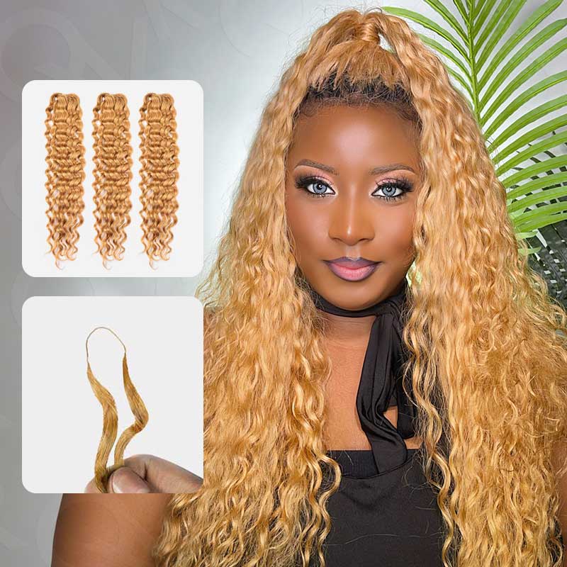 QVR #27 Water Wave Micro-Ring Loop Hair Human Hair Extensions