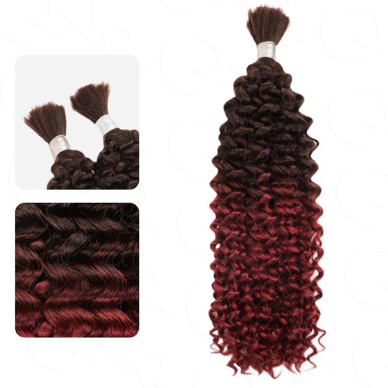 QVR Ombre #T1B/530 Water Wave Bulk Hair Extensions for Boho Knotless Braiding