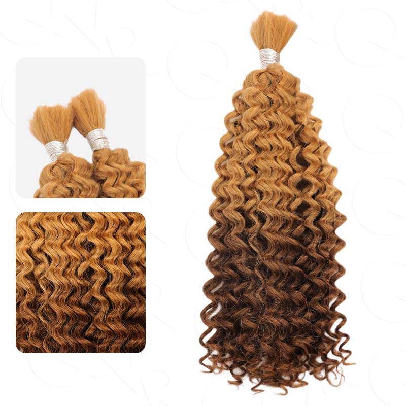 QVR Ombre #T26/12 Water Wave Bulk Hair Extensions for Boho Knotless Braiding