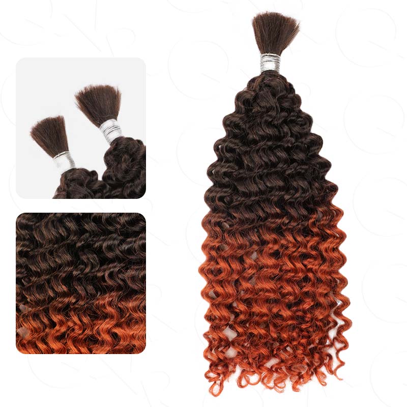 QVR Ombre #T1B/130 Water Wave Bulk Hair Extensions for Boho Knotless Braiding