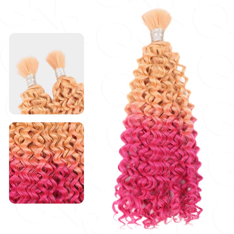 QVR Ombre #T20/VIOVLET Water Wave Bulk Hair Extensions for Boho Knotless Braiding