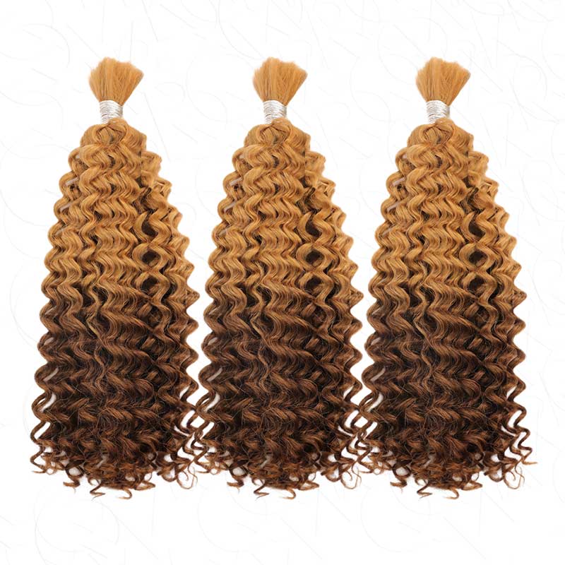 QVR Ombre #T26/12 Water Wave Bulk Hair Extensions for Boho Knotless Braiding