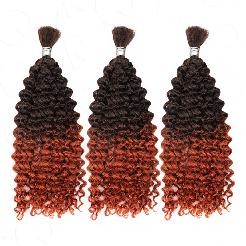 QVR Ombre #T1B/130 Water Wave Bulk Hair Extensions for Boho Knotless Braiding