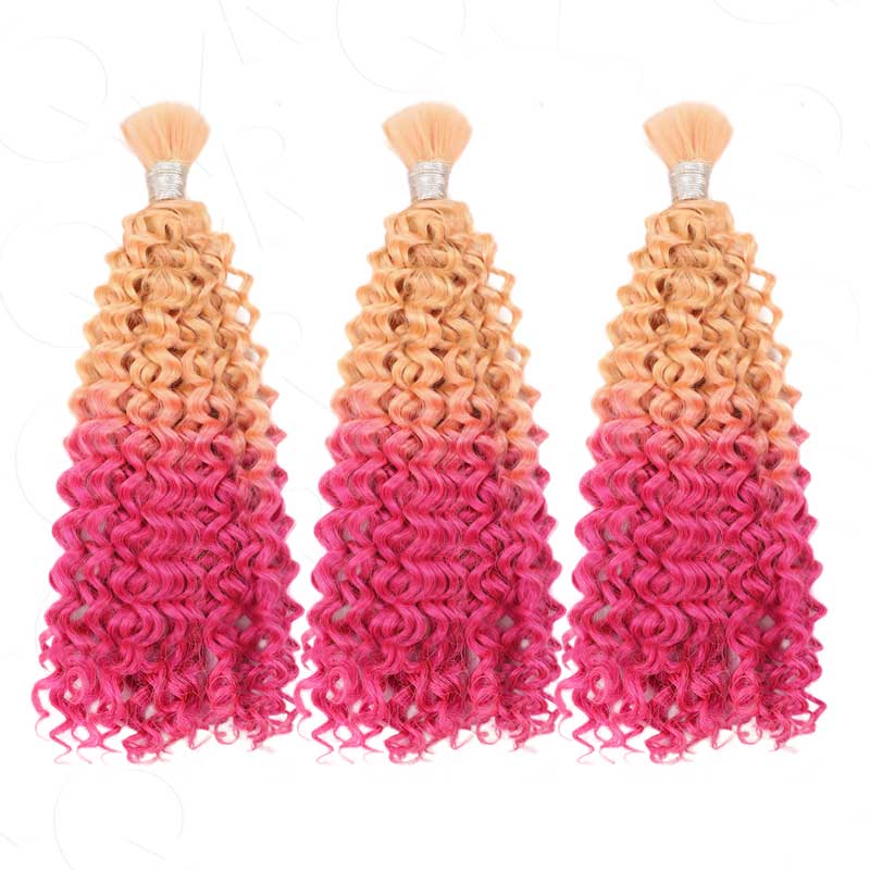 QVR Ombre #T20/VIOVLET Water Wave Bulk Hair Extensions for Boho Knotless Braiding