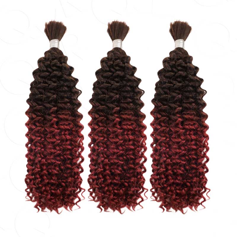 QVR Ombre #T1B/530 Water Wave Bulk Hair Extensions for Boho Knotless Braiding