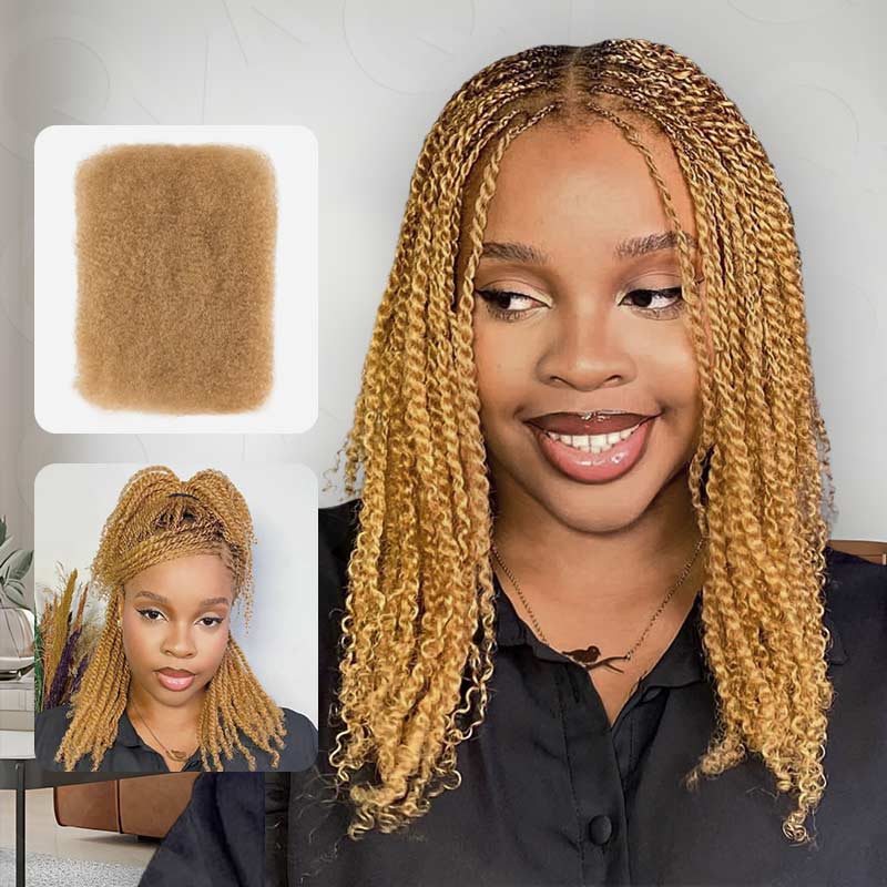 SUPER DEAL|3 PACKS Honey Blonde Afro kinky Bulk SEND 1 FREE HAIR 10''