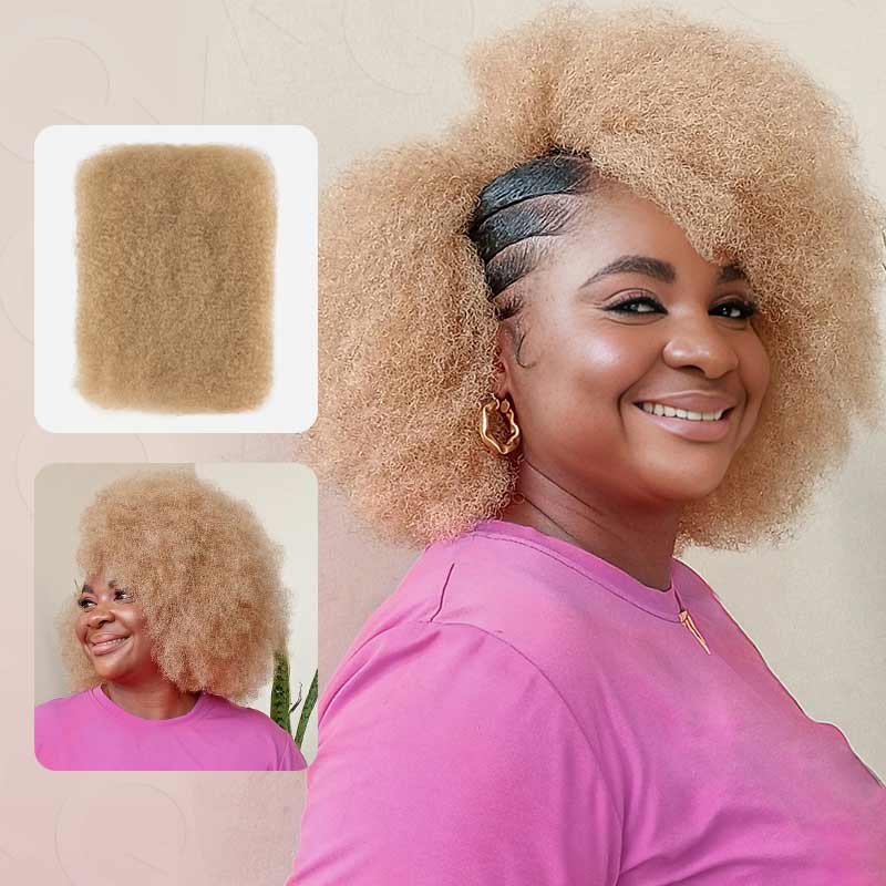 honey blonde afro kinky bulk hair 100 human hair extensions