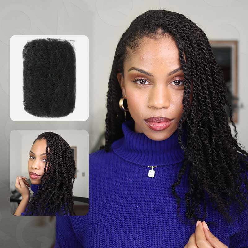 natural black qvr afro kinky bulk human hair extensions