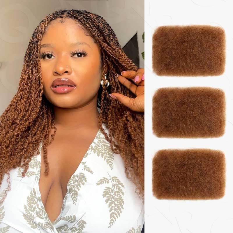 3 packs qvr auburn brown afro kinky bulk hair for long twists