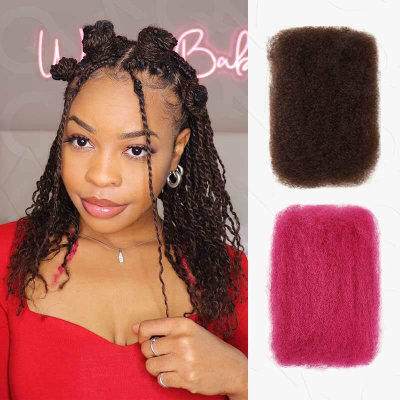 dark brown and pink afro kinky bulk hair for highlight twists